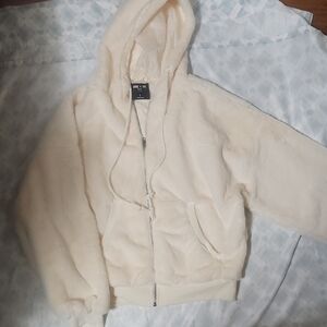 Cream Faux Fur Hoodie